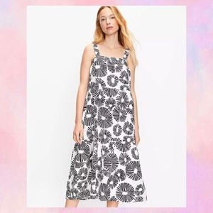 LOFT Petite Fire Work Tiered Square Neck Midi Dress